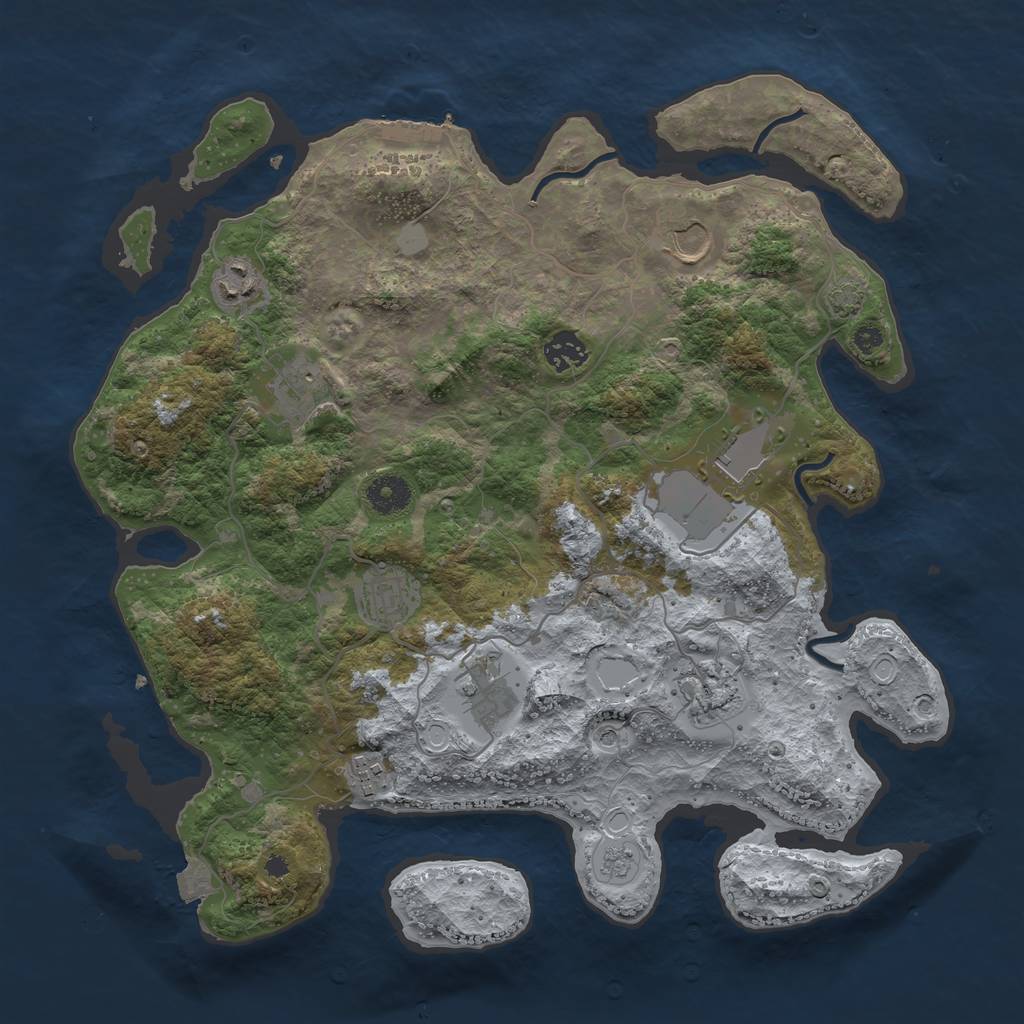 Rust Map: Procedural Map, Size: 3750, Seed: 690027058, 16 Monuments