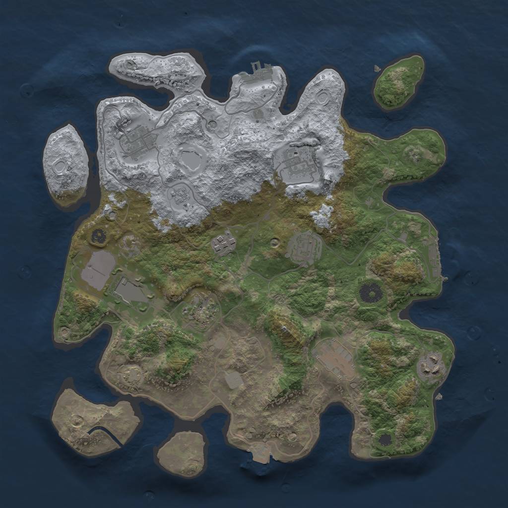 Rust Map: Procedural Map, Size: 3500, Seed: 1410164350, 16 Monuments