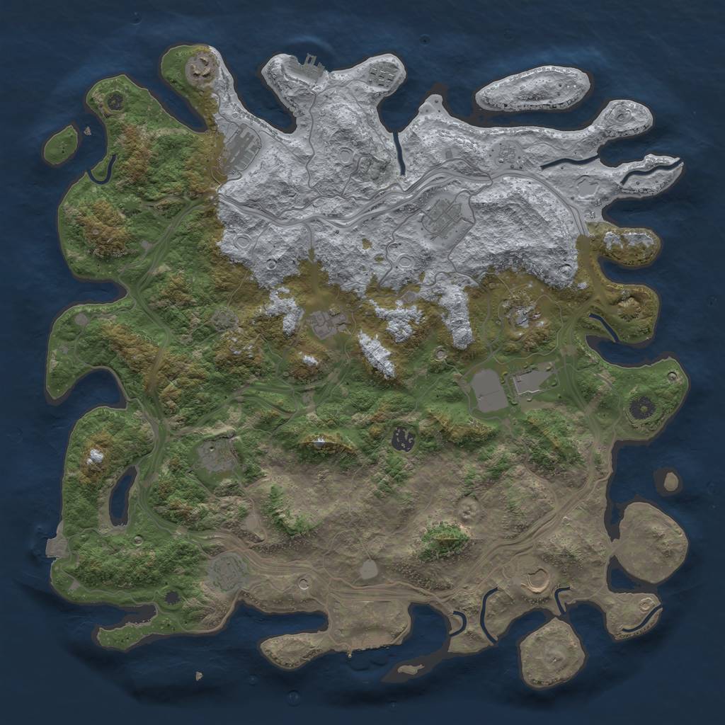 Rust Map: Procedural Map, Size: 4500, Seed: 645765, 19 Monuments