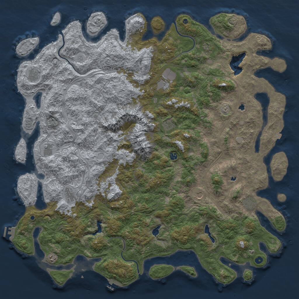 Rust Map: Procedural Map, Size: 6000, Seed: 9561, 17 Monuments