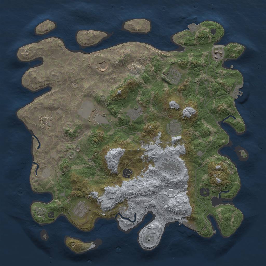 Rust Map: Procedural Map, Size: 4000, Seed: 994081908, 19 Monuments