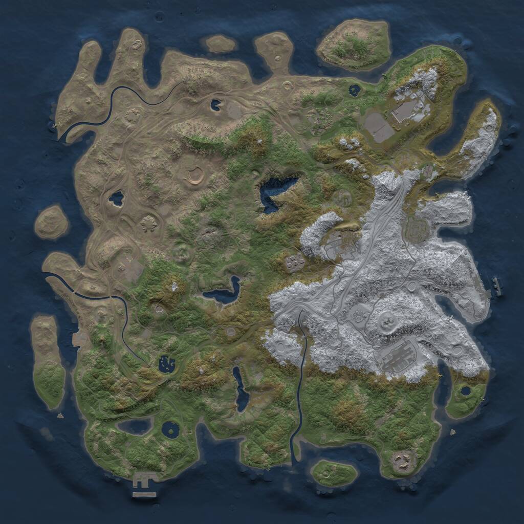 Rust Map: Procedural Map, Size: 4500, Seed: 1008602352, 16 Monuments