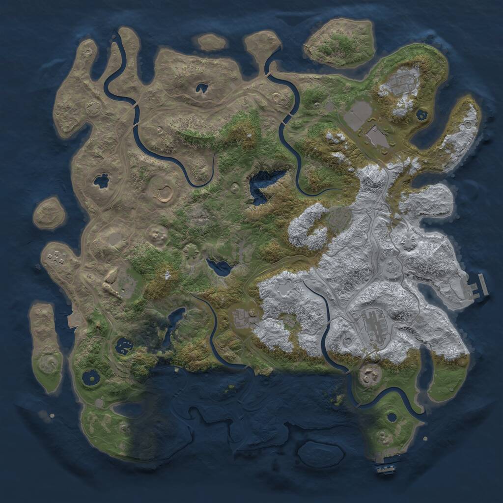 Rust Map: Procedural Map, Size: 4500, Seed: 1008602352, 16 Monuments