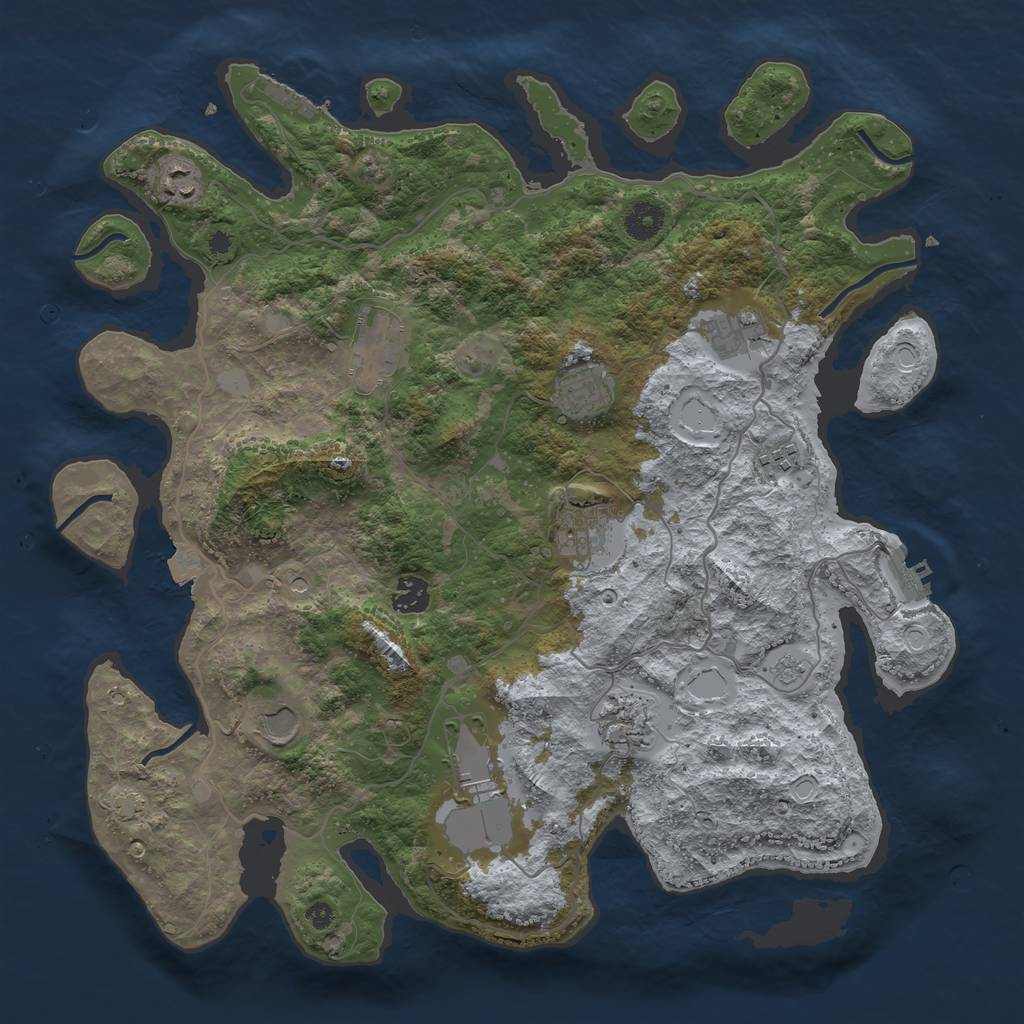 Rust Map: Procedural Map, Size: 4000, Seed: 4244780, 18 Monuments