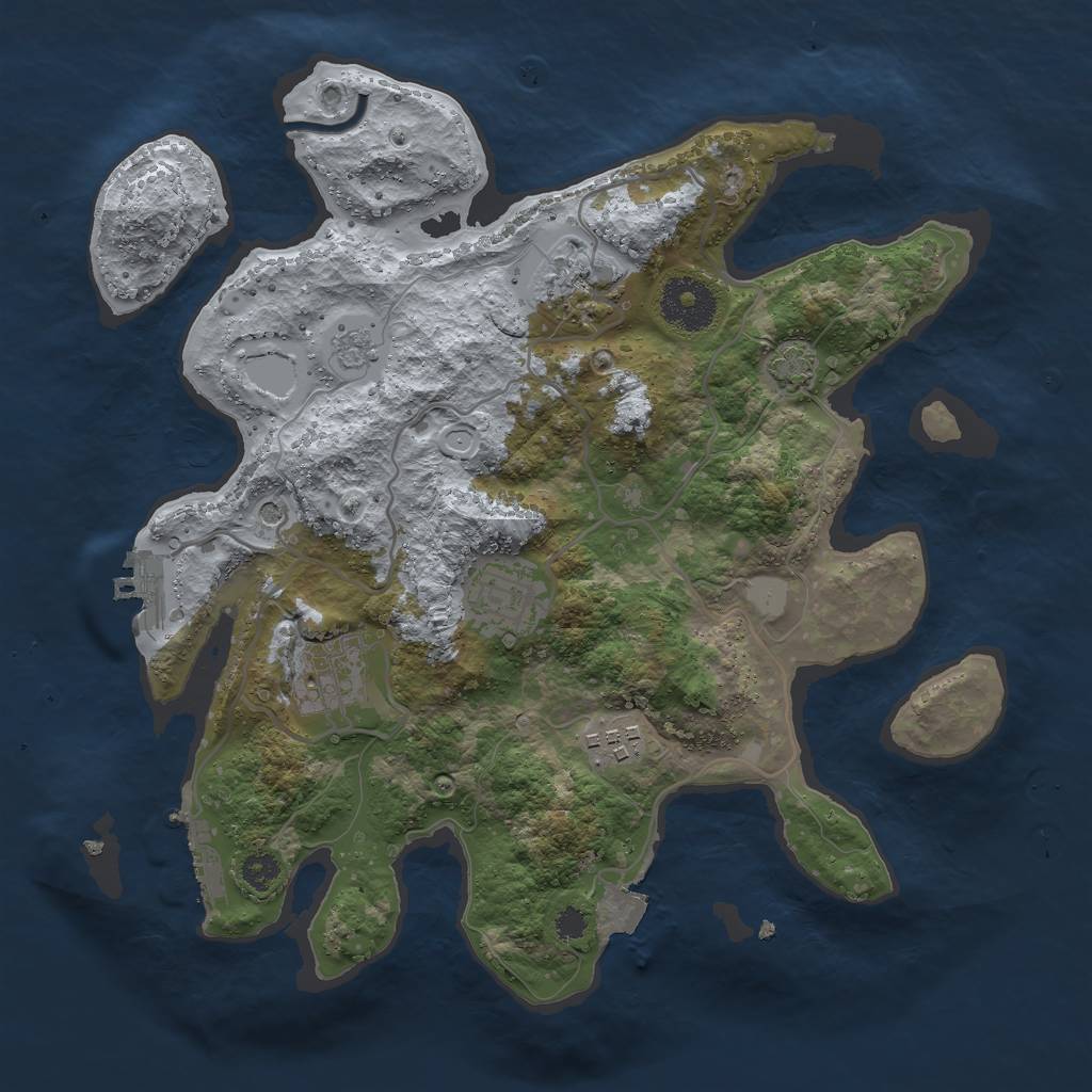 Rust Map: Procedural Map, Size: 3000, Seed: 1397348339, 12 Monuments