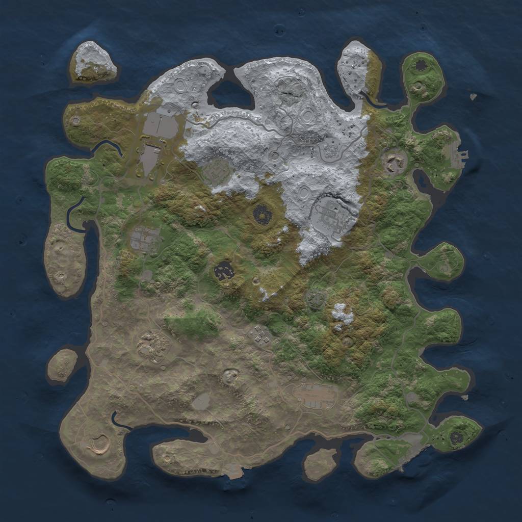 Rust Map: Procedural Map, Size: 4000, Seed: 1839804201, 18 Monuments