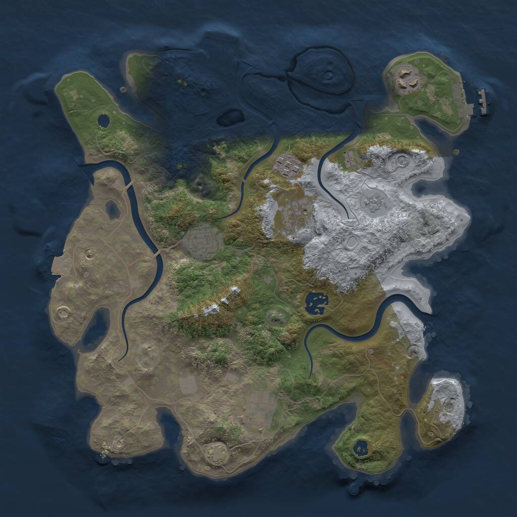 Rust Map: Procedural Map, Size: 3300, Seed: 1287041616, 12 Monuments
