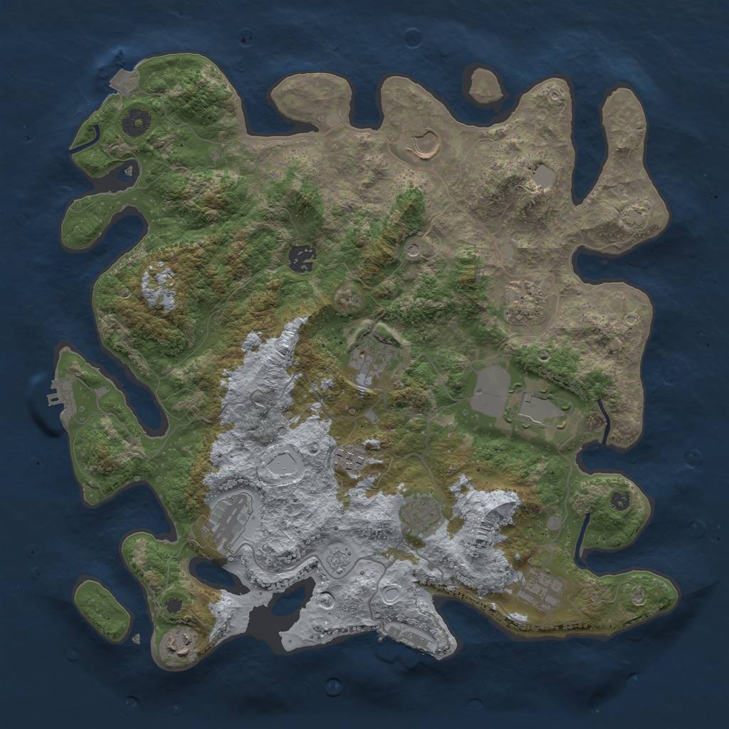Rust Map: Procedural Map, Size: 3850, Seed: 29726708, 18 Monuments