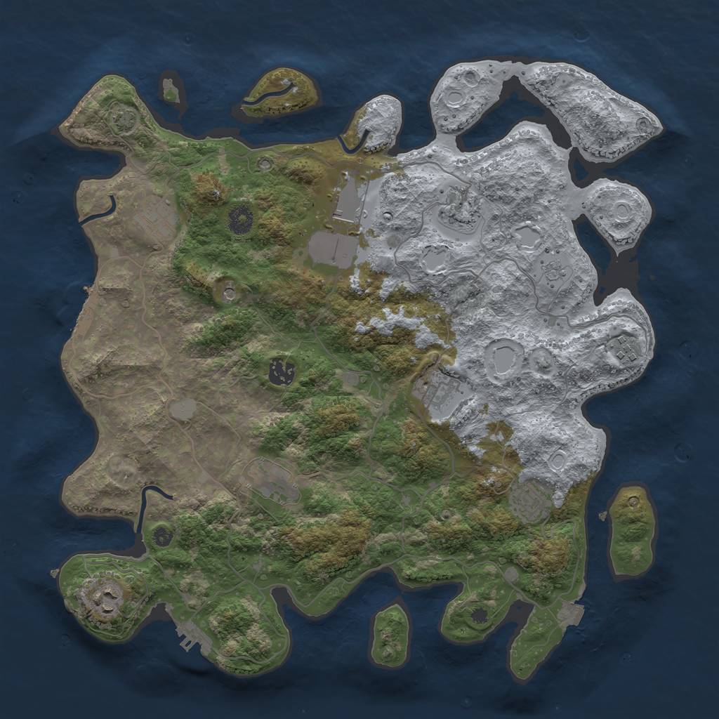 Rust Map: Procedural Map, Size: 3900, Seed: 42435678, 17 Monuments