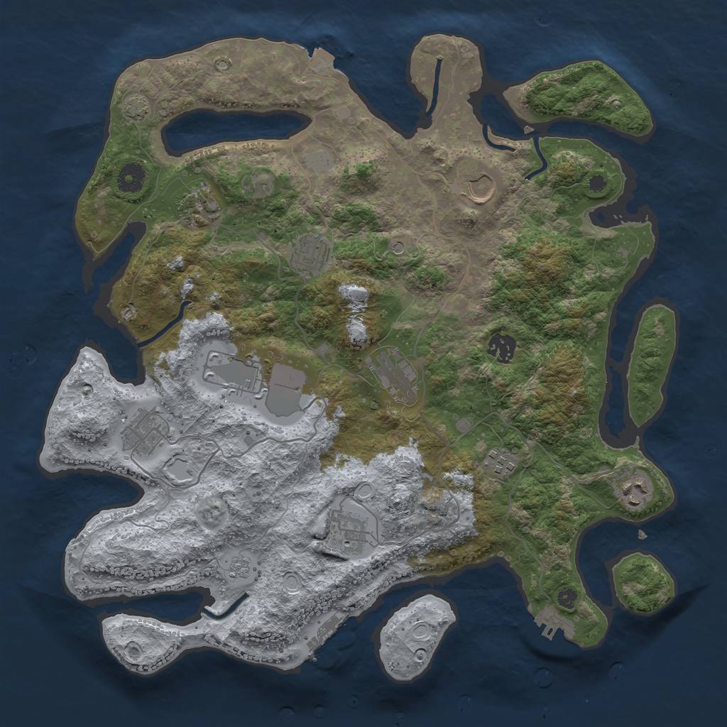 Rust Map: Procedural Map, Size: 3800, Seed: 85050503, 18 Monuments