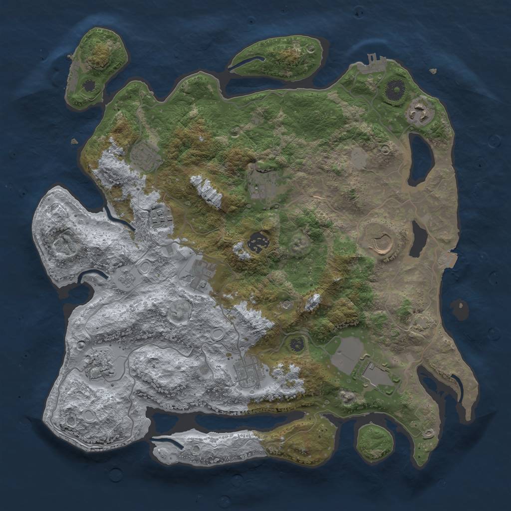 Rust Map: Procedural Map, Size: 3750, Seed: 69079550, 18 Monuments