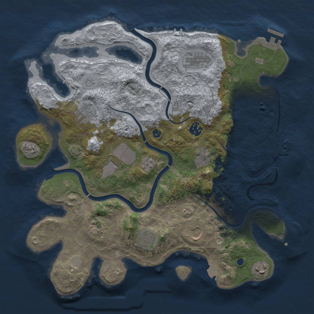 Rust Map: Procedural Map, Size: 3700, Seed: 44227236, 16 Monuments