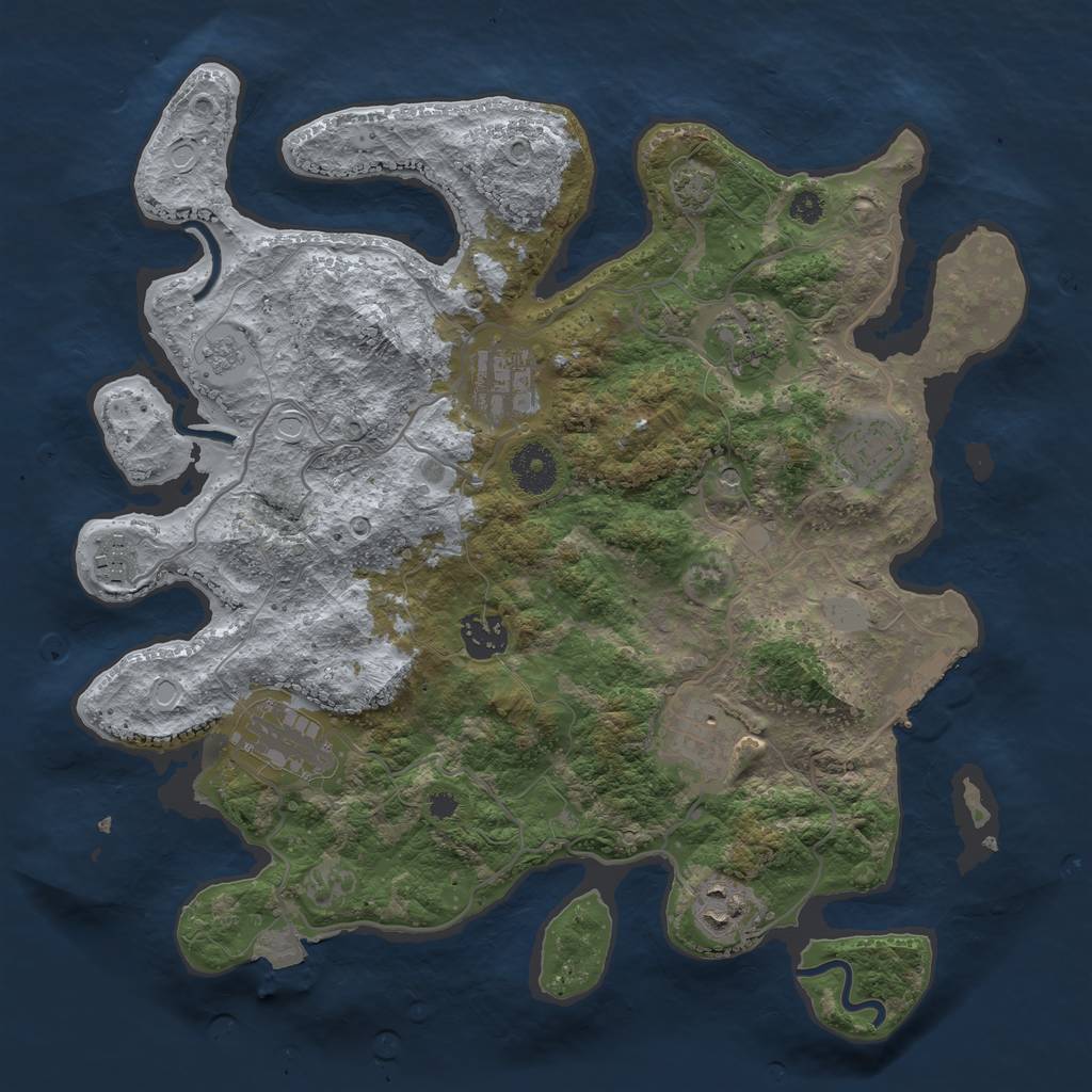 Rust Map: Procedural Map, Size: 3450, Seed: 28856447, 15 Monuments