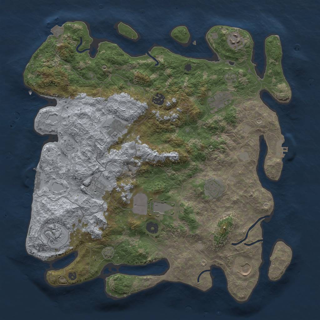 Rust Map: Procedural Map, Size: 3950, Seed: 25639090, 17 Monuments