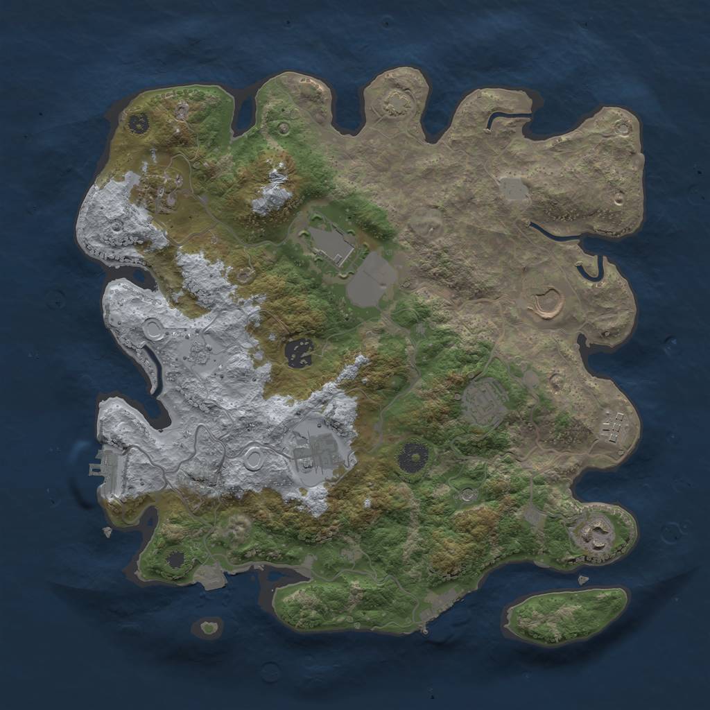 Rust Map: Procedural Map, Size: 3500, Seed: 212136514, 16 Monuments