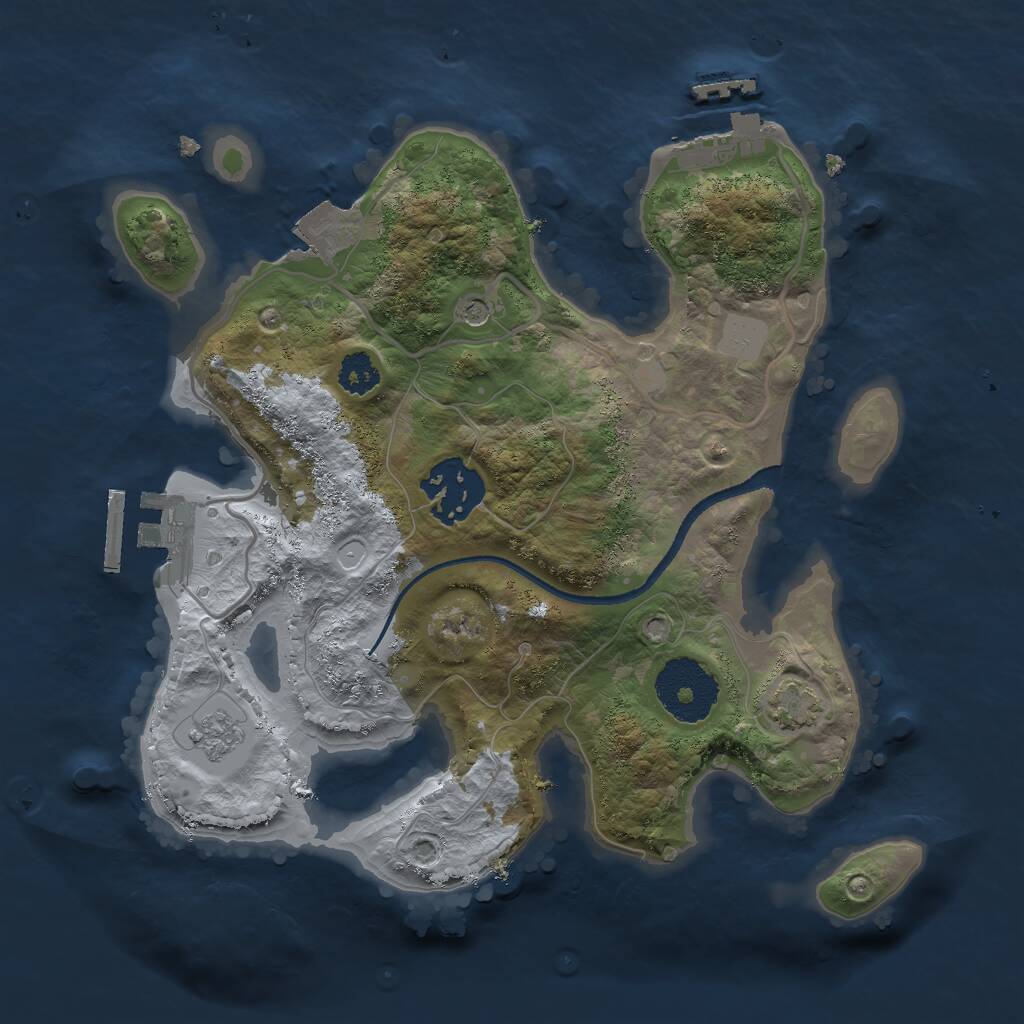 Rust Map: Procedural Map, Size: 2500, Seed: 1245123, 7 Monuments