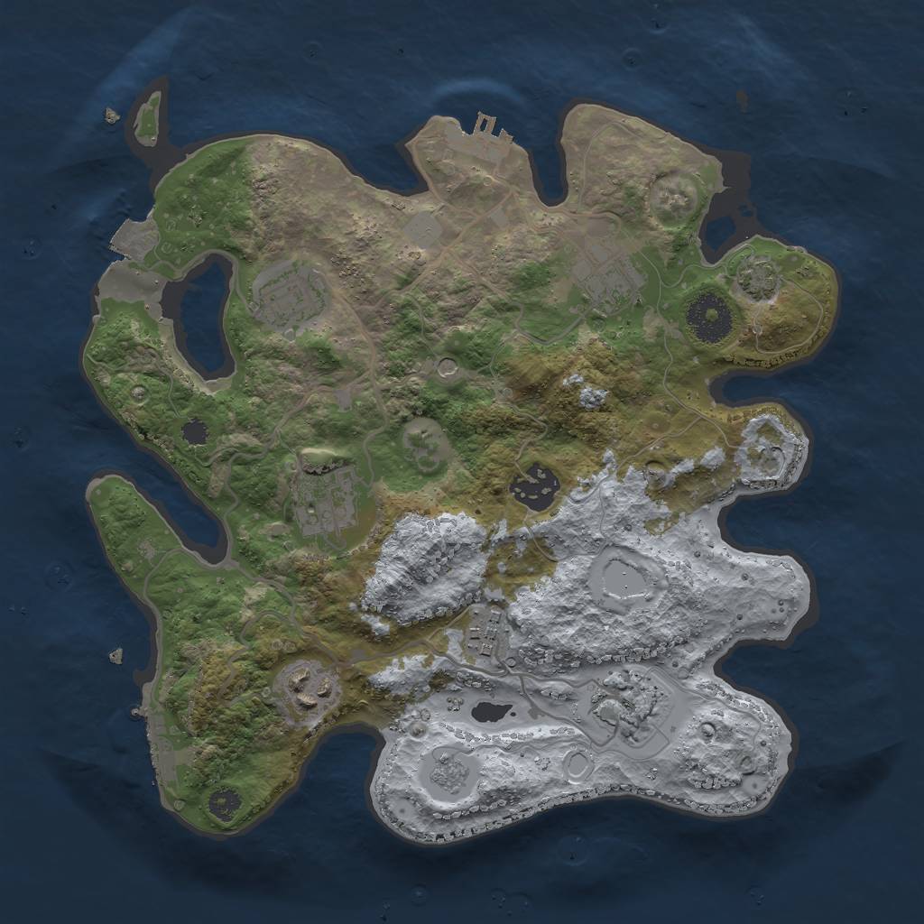 Rust Map: Procedural Map, Size: 3000, Seed: 1833777449, 15 Monuments