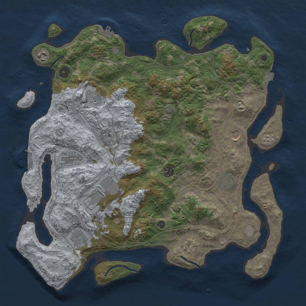 Rust Map: Procedural Map, Size: 4250, Seed: 79113880, 18 Monuments