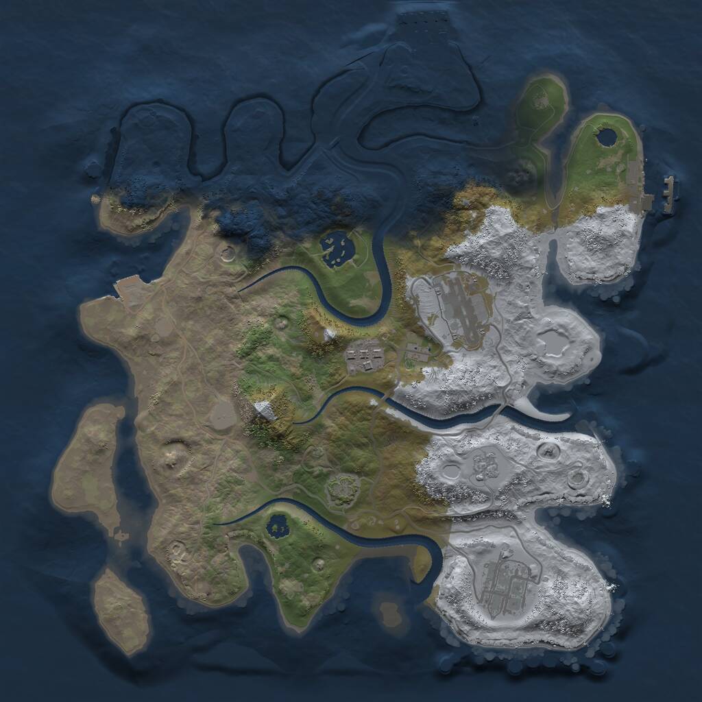 Rust Map: Procedural Map, Size: 3000, Seed: 1593777680, 10 Monuments