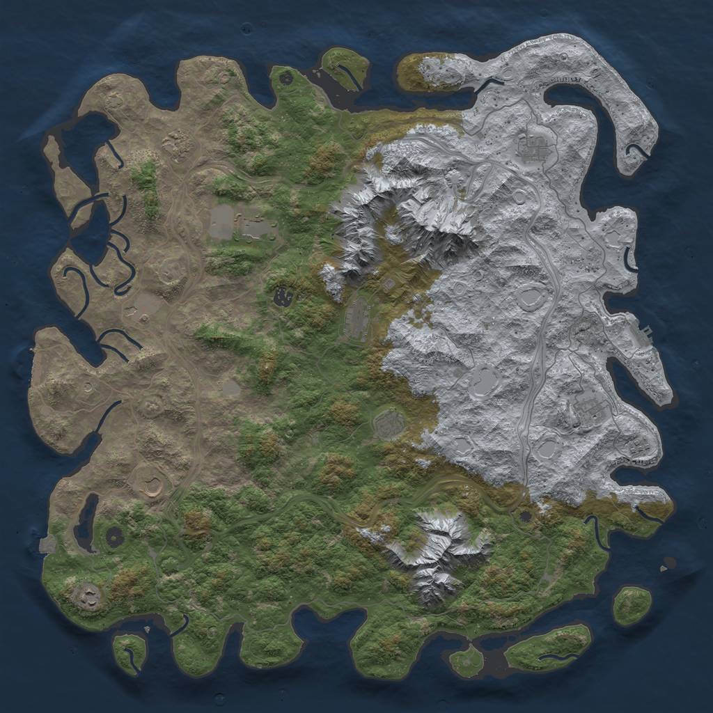 Rust Map: Procedural Map, Size: 5500, Seed: 5500500, 19 Monuments