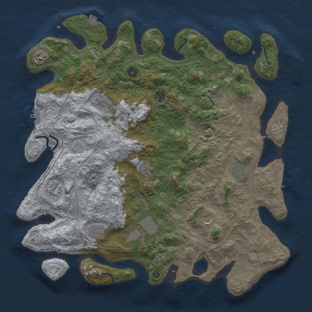 Rust Map: Procedural Map, Size: 4500, Seed: 358357640, 19 Monuments