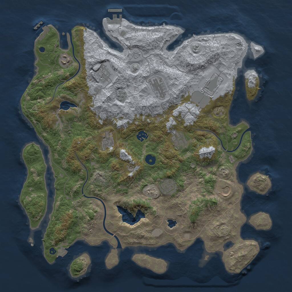 Rust Map: Procedural Map, Size: 4200, Seed: 208498522, 16 Monuments