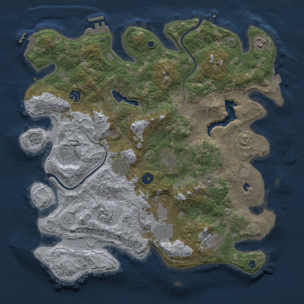 Rust Map: Procedural Map, Size: 4000, Seed: 1019560413, 15 Monuments