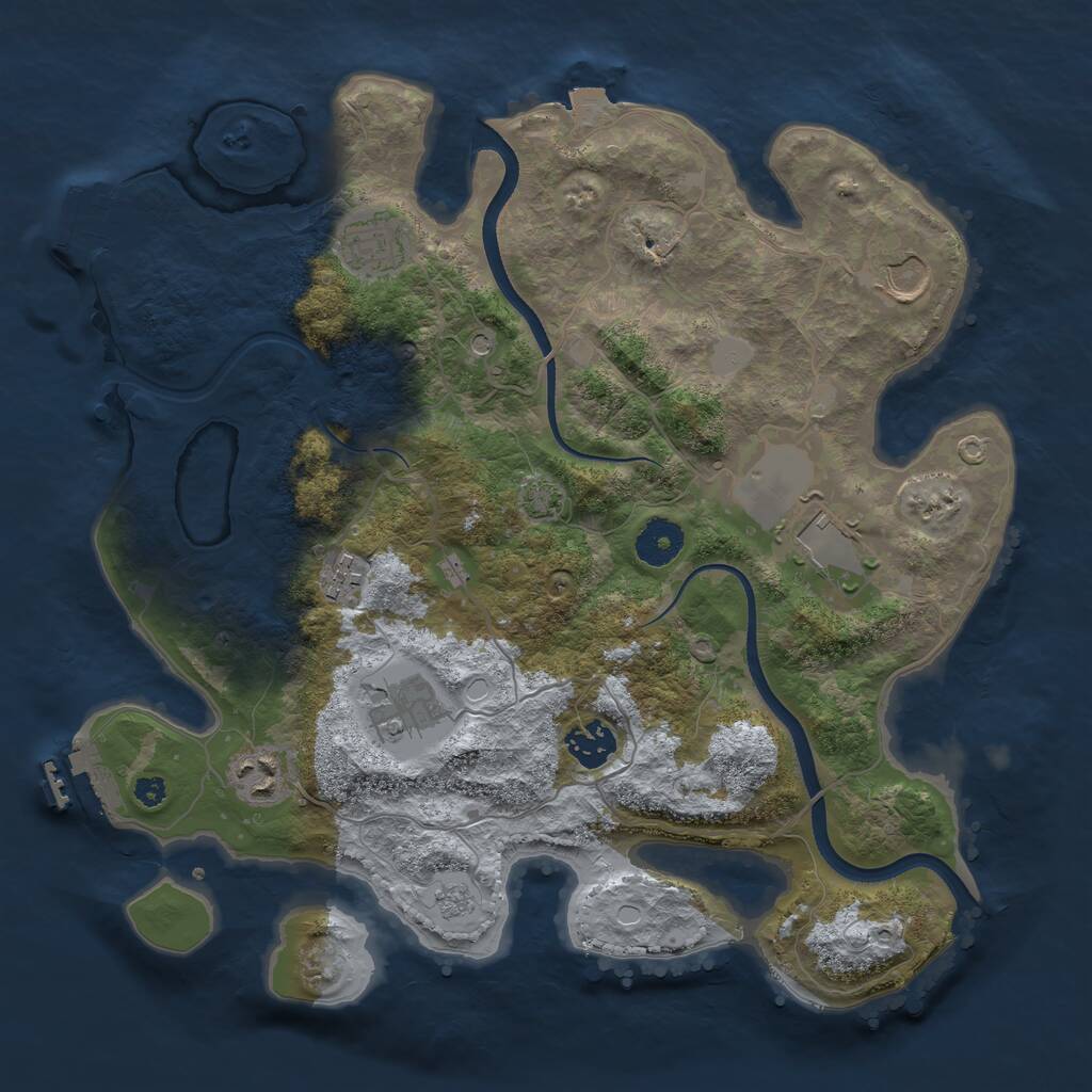 Rust Map: Procedural Map, Size: 3500, Seed: 72670972, 13 Monuments