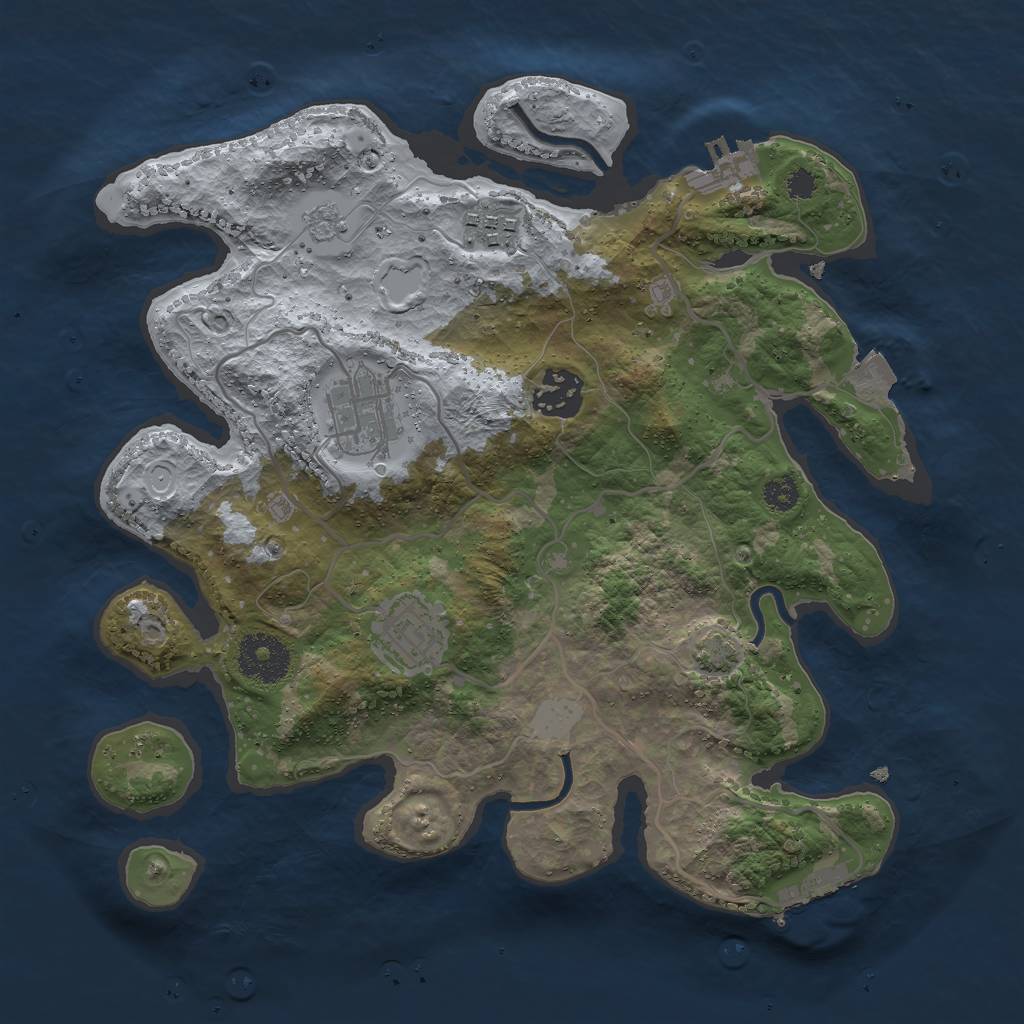 Rust Map: Procedural Map, Size: 3000, Seed: 19489396, 11 Monuments