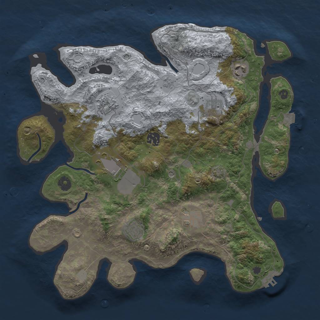 Rust Map: Procedural Map, Size: 3500, Seed: 44227236, 14 Monuments