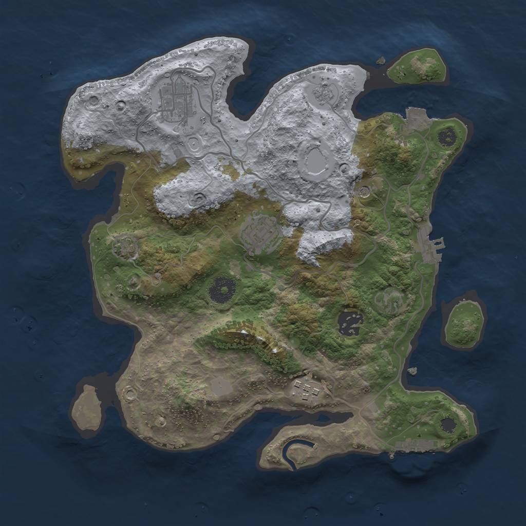 Rust Map: Procedural Map, Size: 3000, Seed: 23860, 12 Monuments