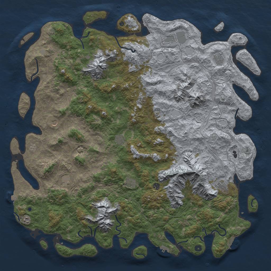 Rust Map: Procedural Map, Size: 6000, Seed: 75722750, 19 Monuments