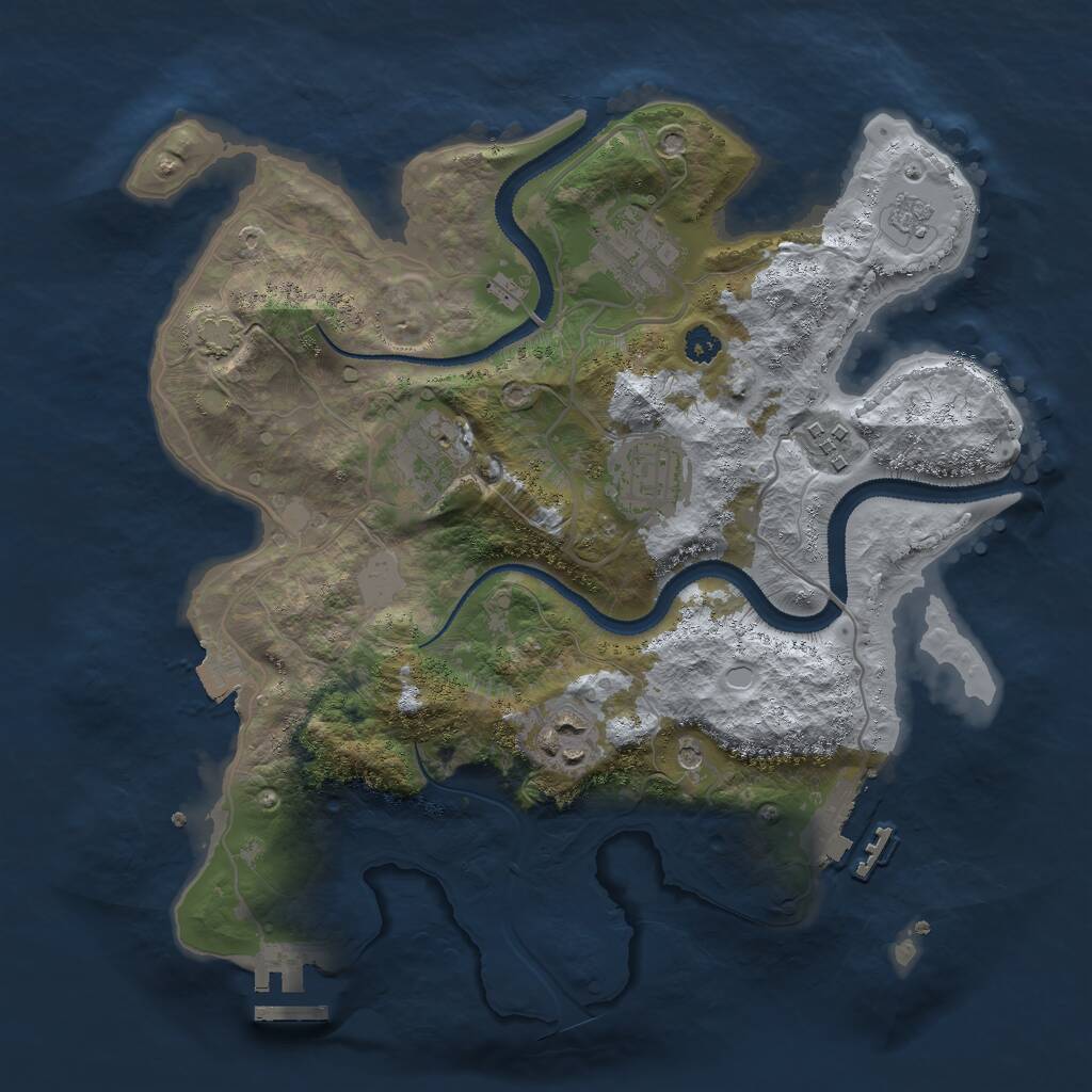 Rust Map: Procedural Map, Size: 3000, Seed: 1396779264, 11 Monuments