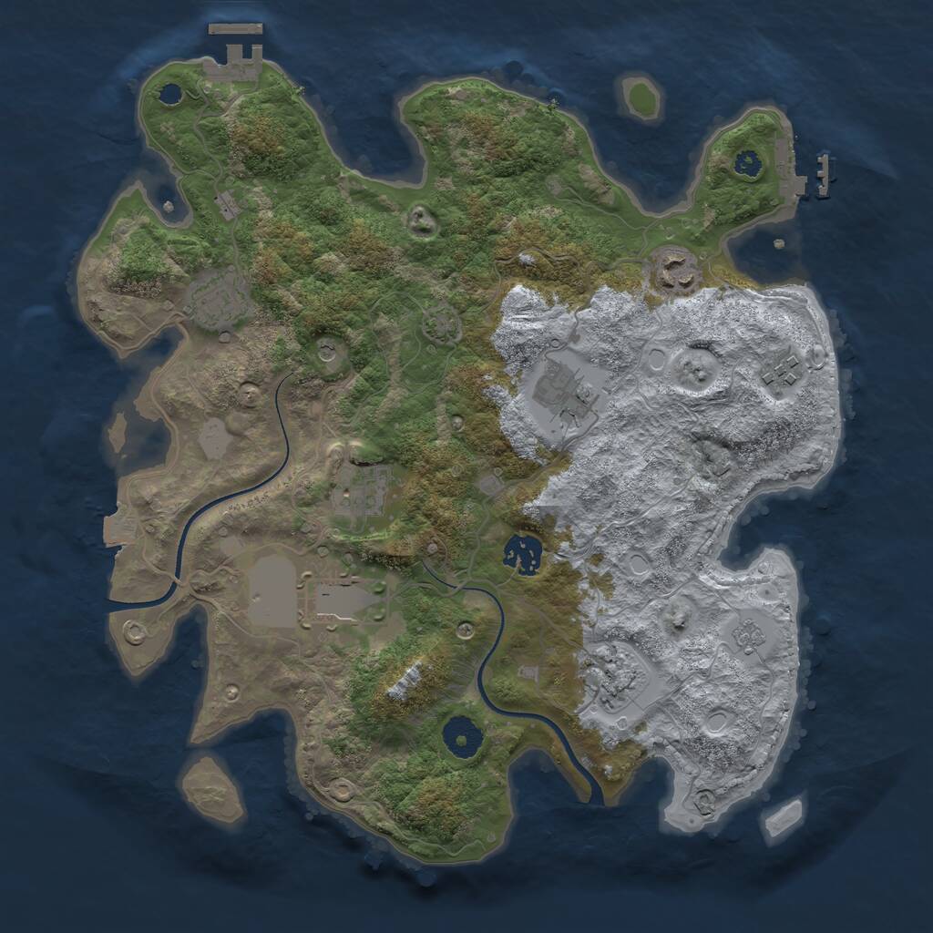 Rust Map: Procedural Map, Size: 3500, Seed: 1442224924, 14 Monuments