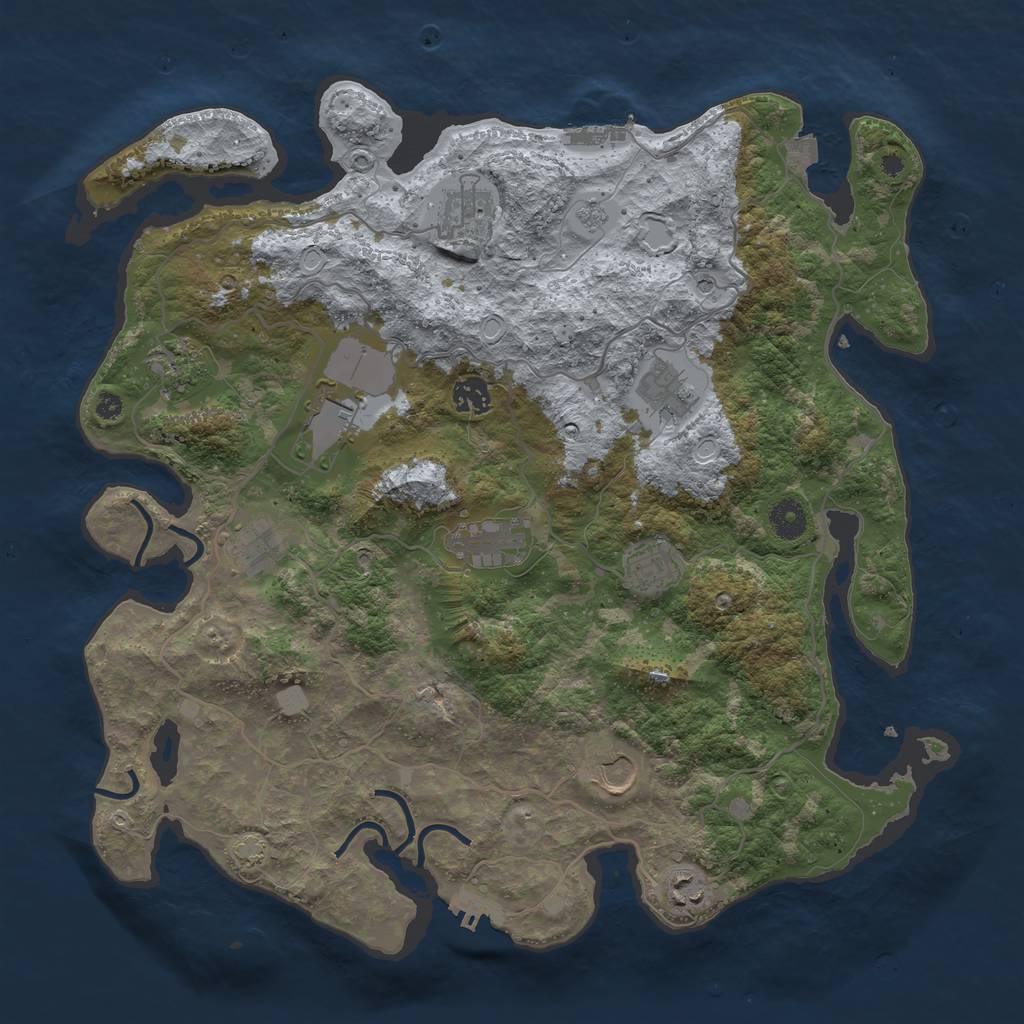 Rust Map: Procedural Map, Size: 4000, Seed: 2139211734, 18 Monuments