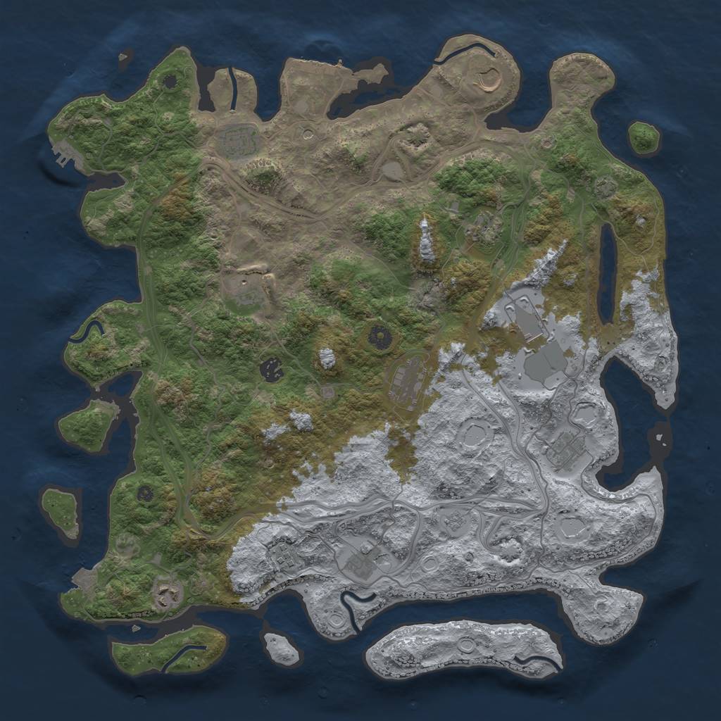 Rust Map: Procedural Map, Size: 4500, Seed: 1779125384, 19 Monuments