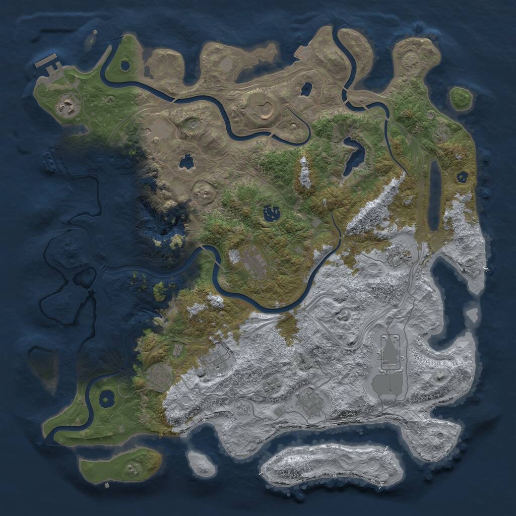 Rust Map: Procedural Map, Size: 4500, Seed: 1779125384, 17 Monuments