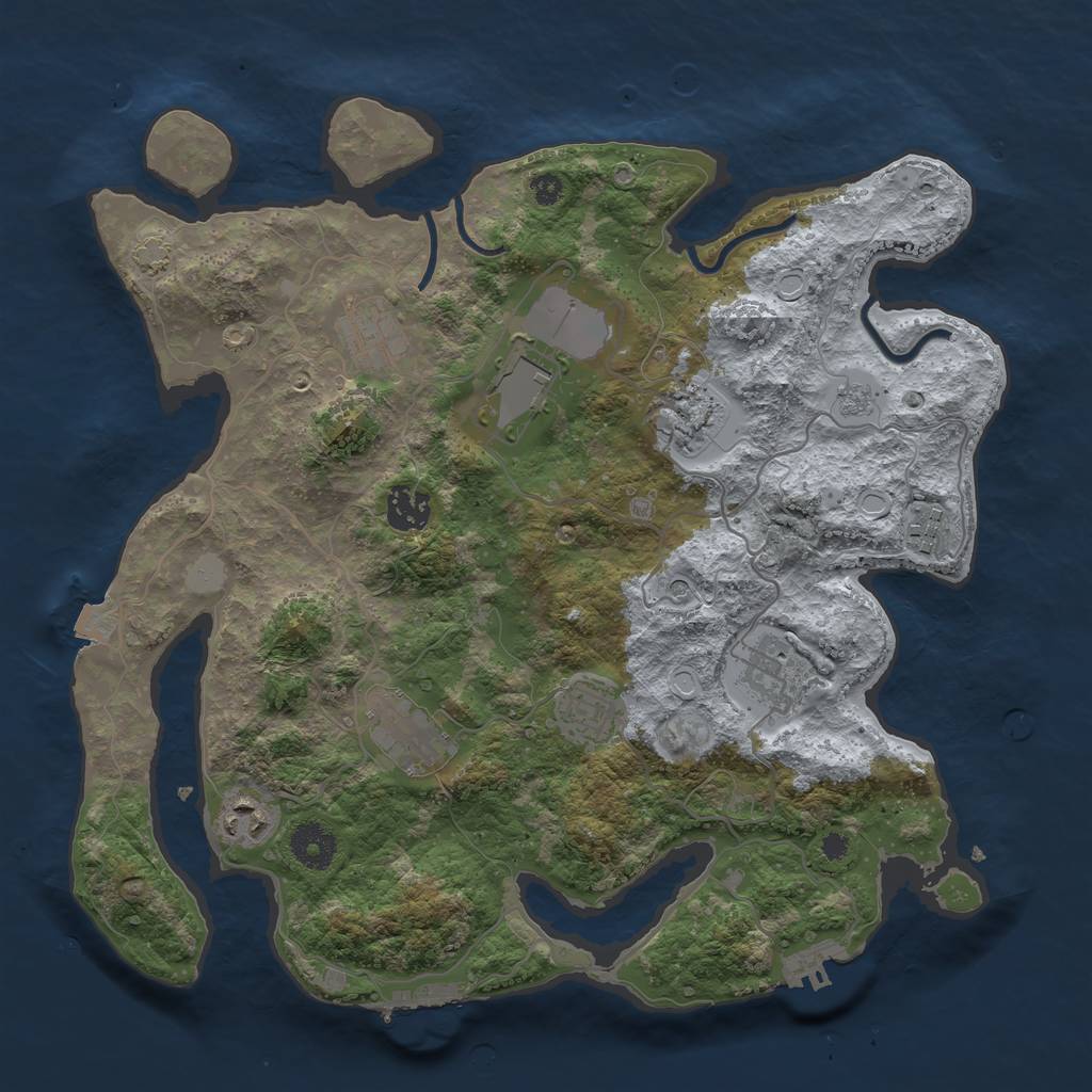 Rust Map: Procedural Map, Size: 3550, Seed: 66810317, 17 Monuments
