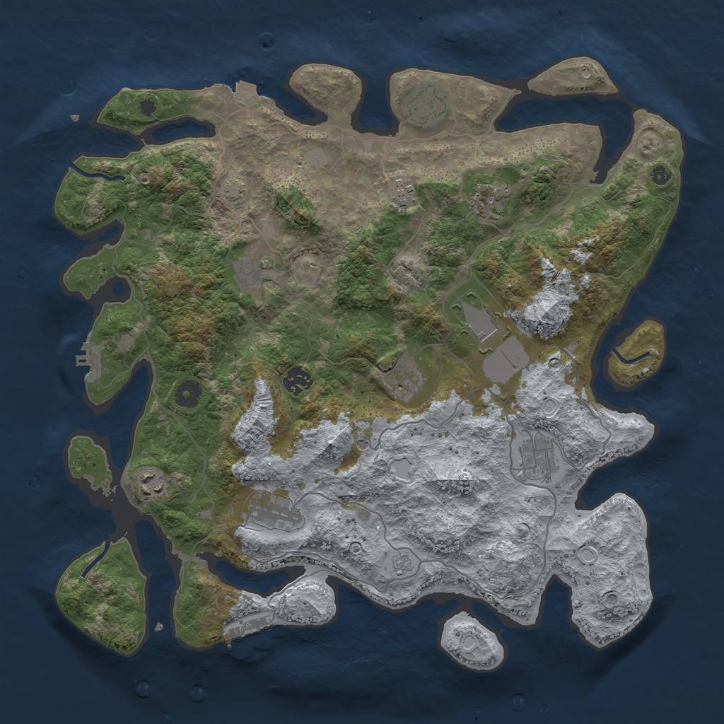 Rust Map: Procedural Map, Size: 4000, Seed: 2029959583, 18 Monuments