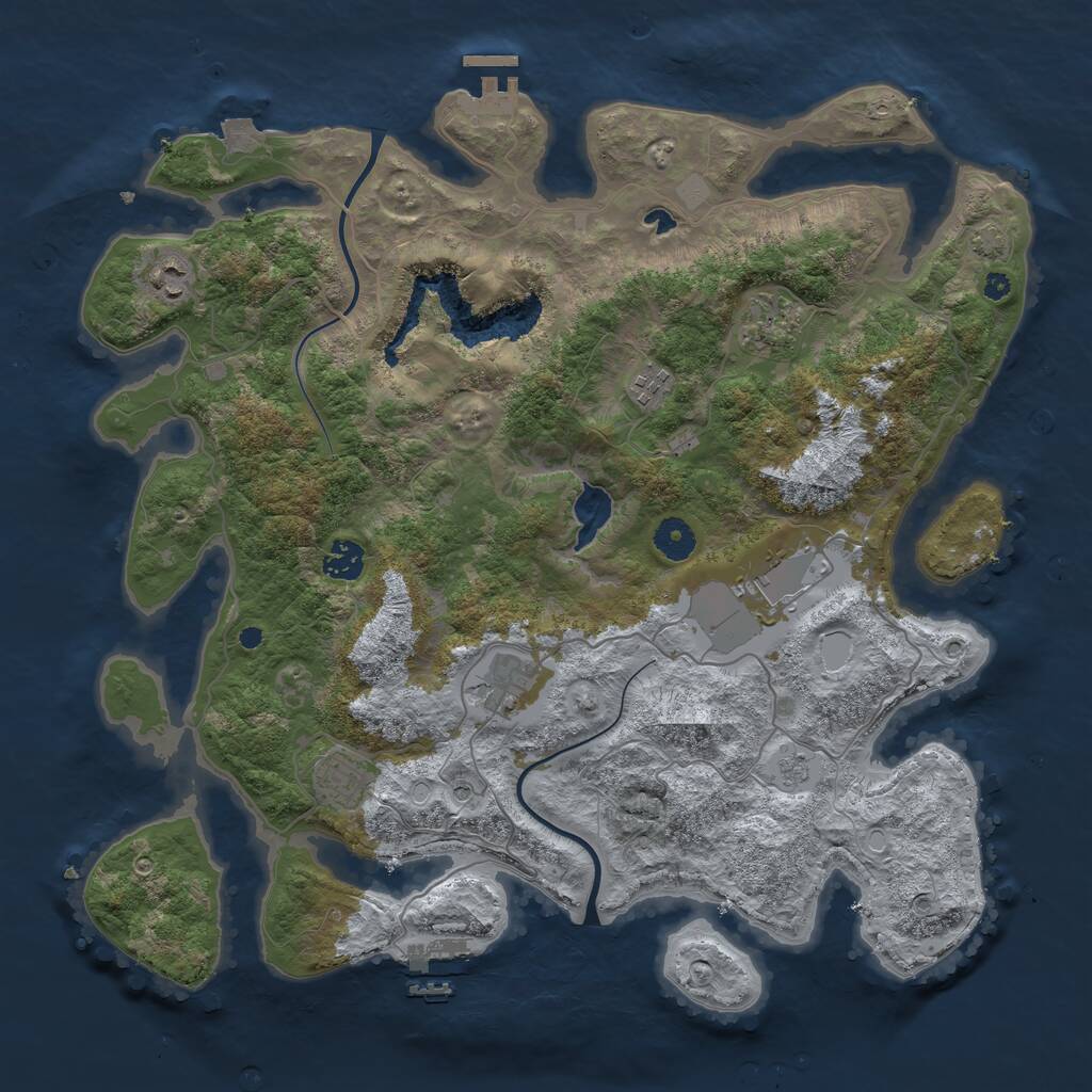 Rust Map: Procedural Map, Size: 4000, Seed: 2029959583, 13 Monuments