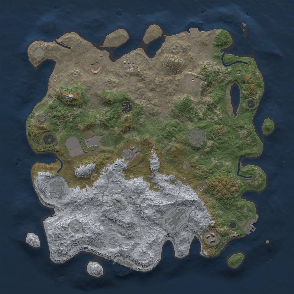 Rust Map: Procedural Map, Size: 3900, Seed: 15151534, 18 Monuments