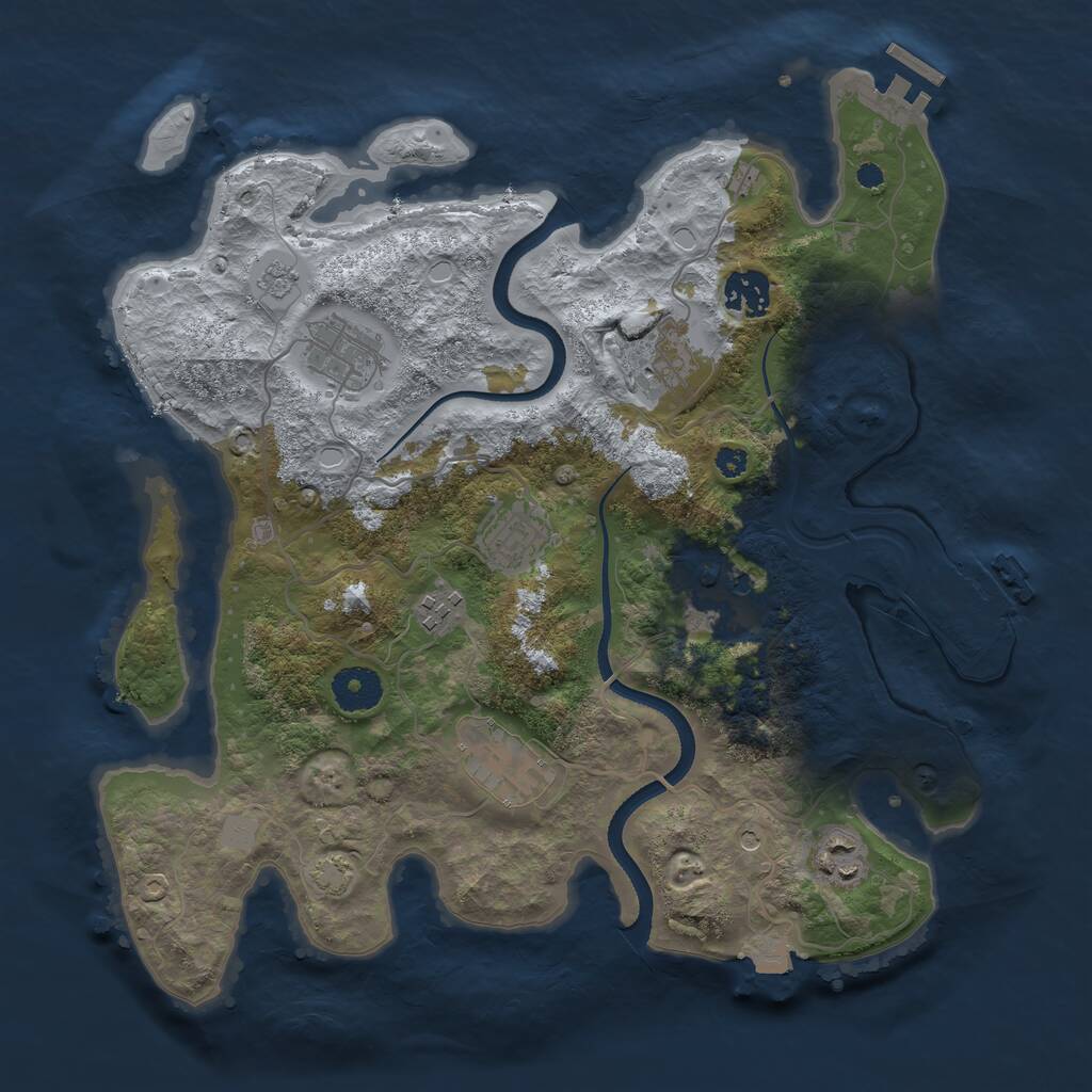 Rust Map: Procedural Map, Size: 3450, Seed: 50994011, 14 Monuments