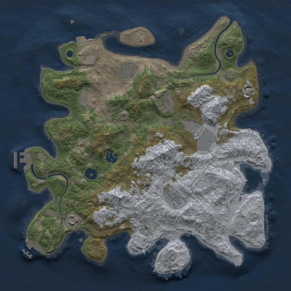 Rust Map: Procedural Map, Size: 3700, Seed: 59547828, 14 Monuments