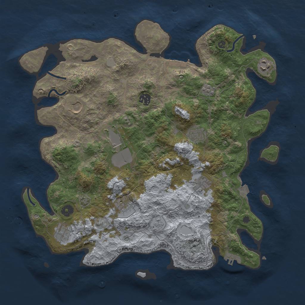Rust Map: Procedural Map, Size: 3850, Seed: 47774516, 17 Monuments