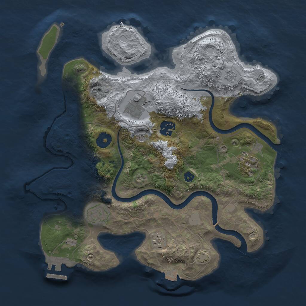 Rust Map: Procedural Map, Size: 3000, Seed: 53227, 10 Monuments