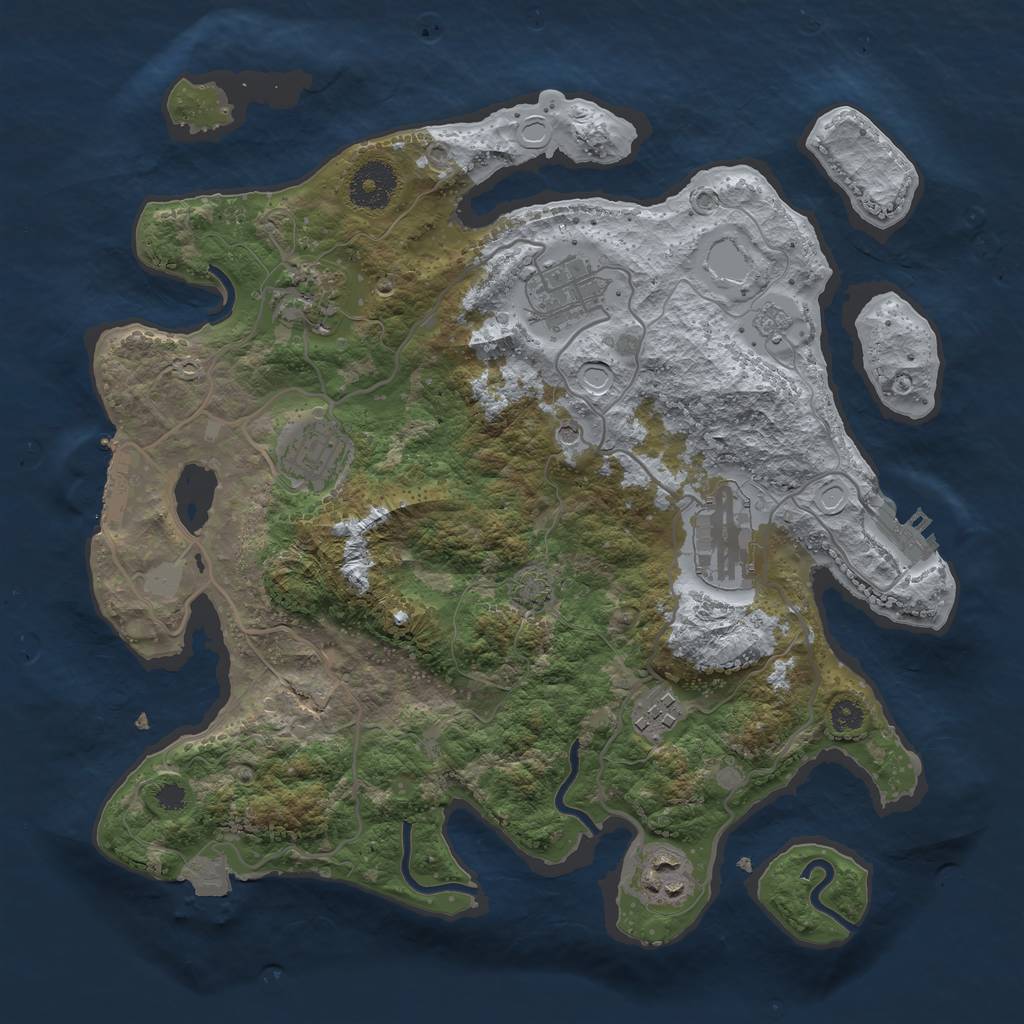 Rust Map: Procedural Map, Size: 3250, Seed: 1713785231, 14 Monuments