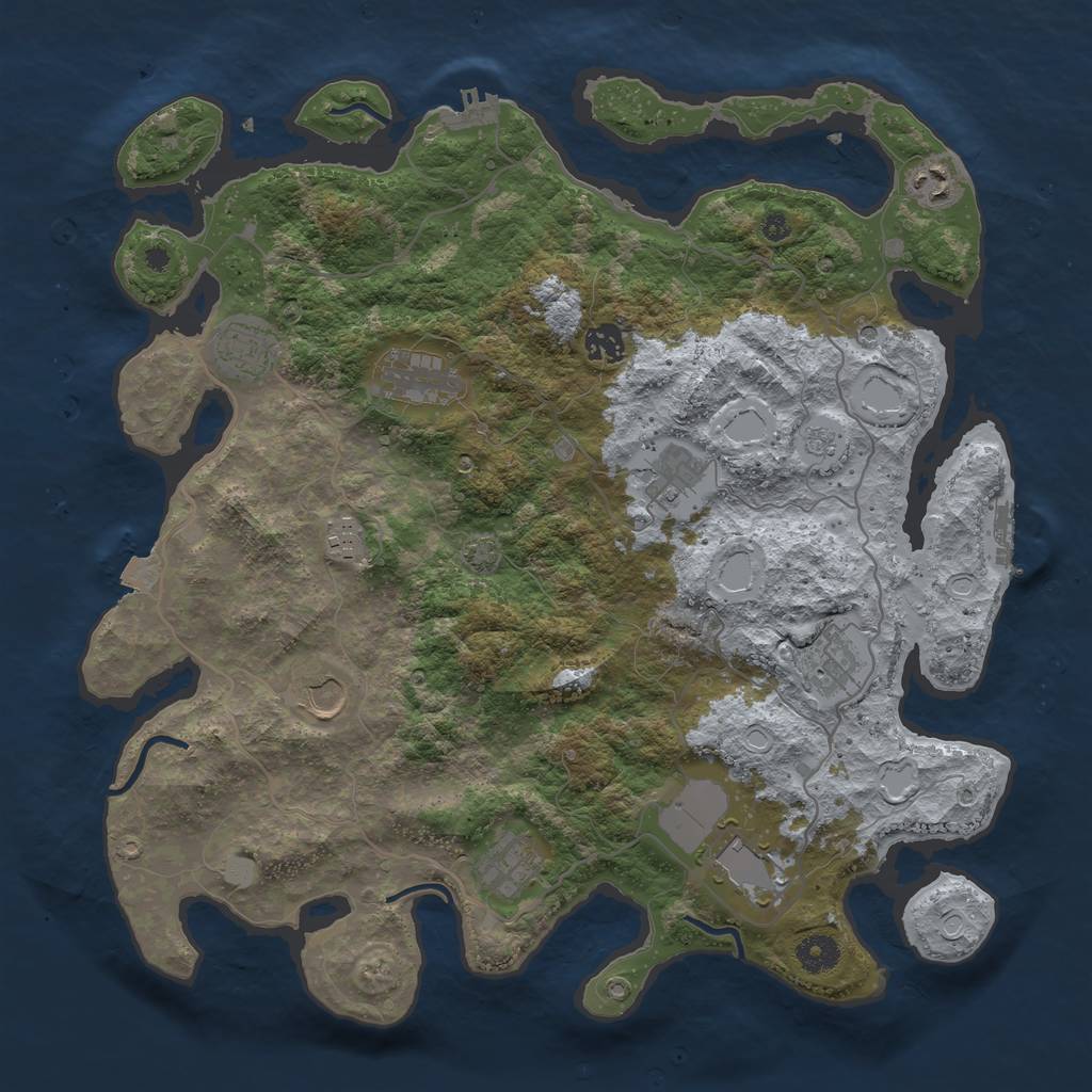 Rust Map: Procedural Map, Size: 4000, Seed: 1284344017, 18 Monuments