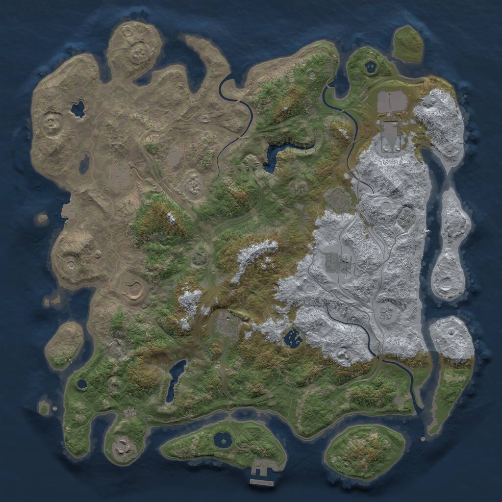Rust Map: Procedural Map, Size: 4300, Seed: 299070631, 14 Monuments