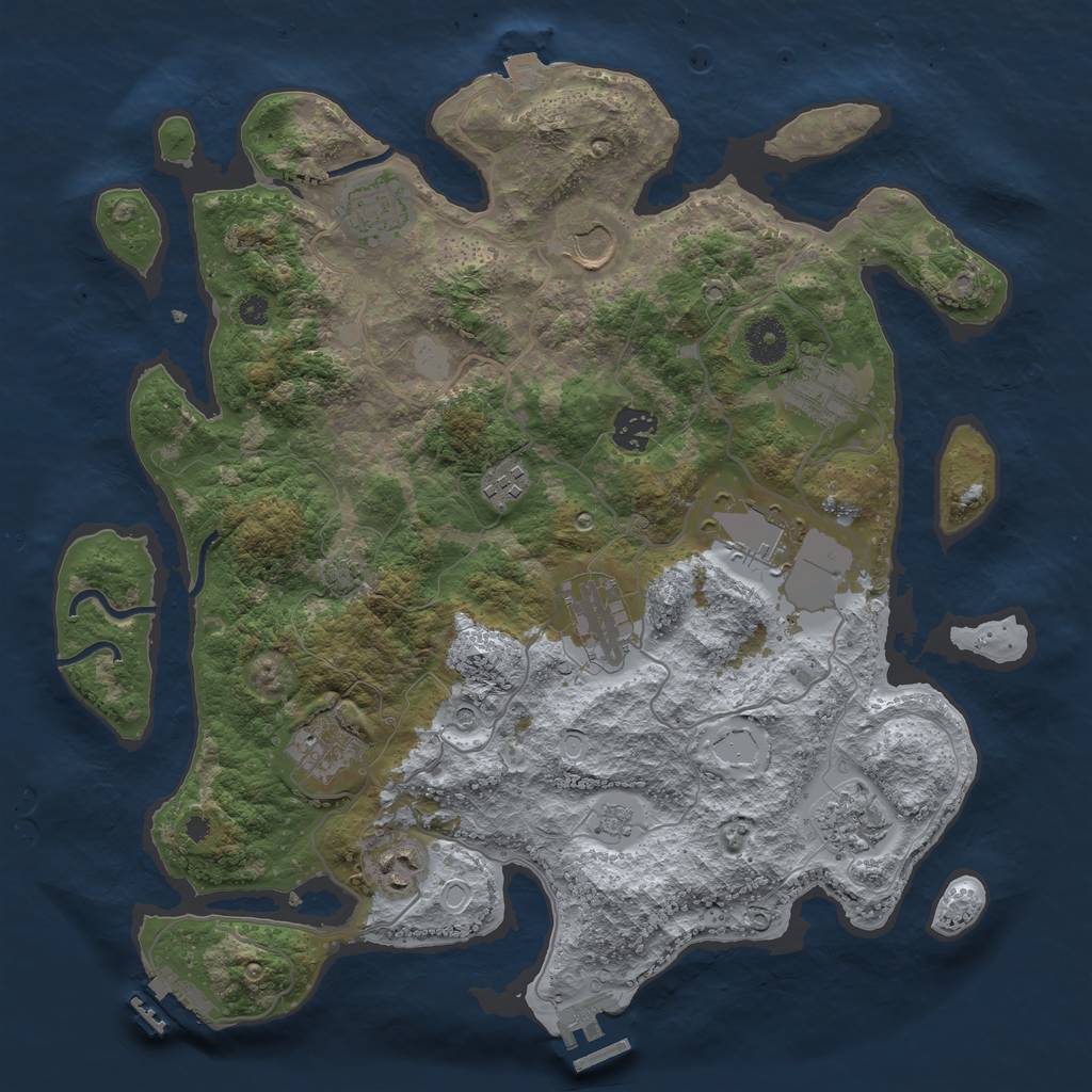 Rust Map: Procedural Map, Size: 3700, Seed: 57862830, 18 Monuments
