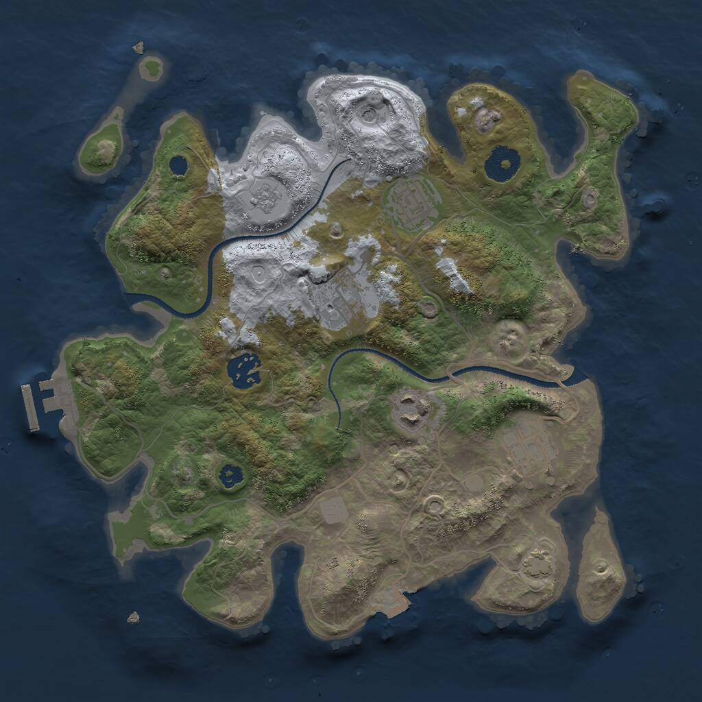 Rust Map: Procedural Map, Size: 3000, Seed: 23181, 10 Monuments